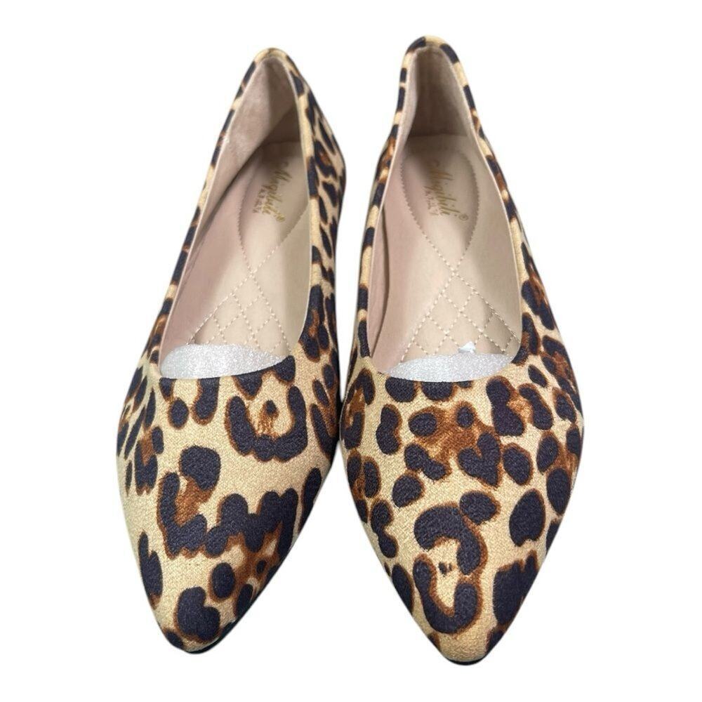 Migibili Leopard Print Pointed Toe Ballet Flats 8.5 - Picture 8 of 16